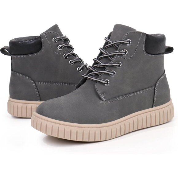 Kids Zipper Grey Ankle Boots Kids Sneaker with Boot-Like High Top Design - Picture 4 of 6